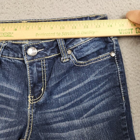 Love Nation Jeans Womens Size 4 Bootcut Embellished Fleur De Lis Pockets Denim - Picture 4 of 11
